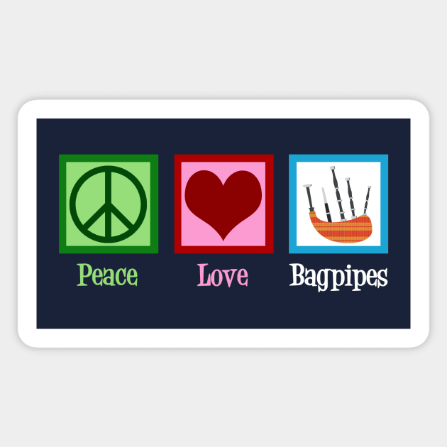 Peace Love Bagpipes Sticker by epiclovedesigns